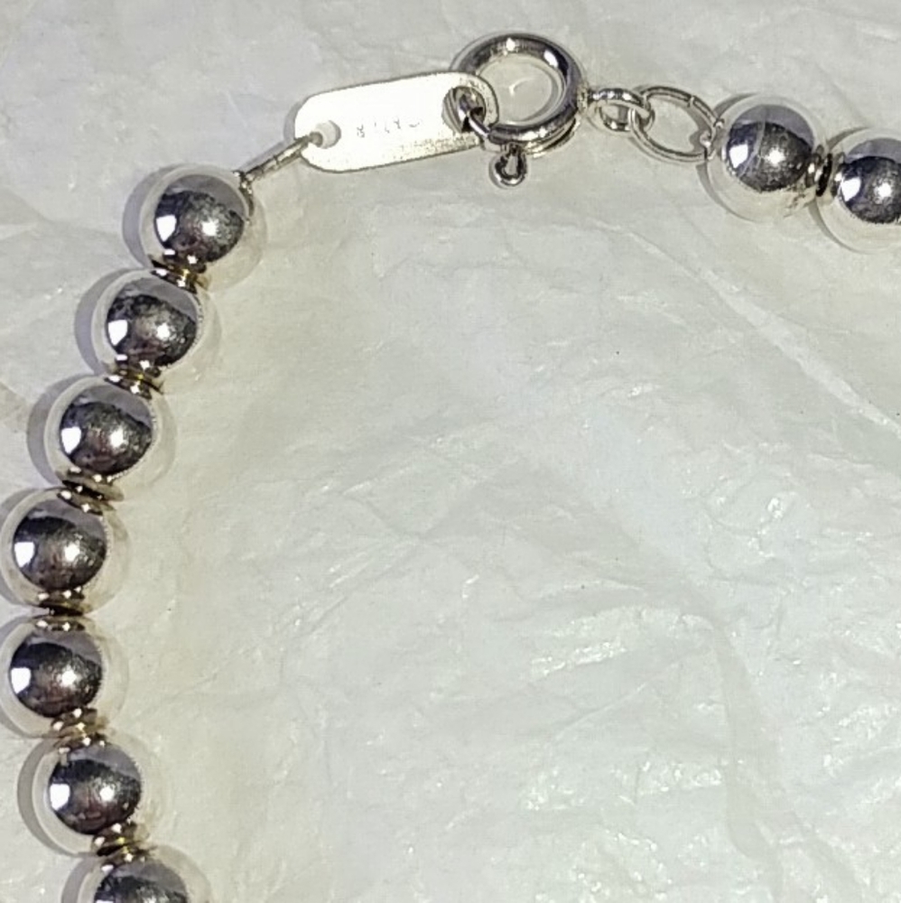SOLD!!! STERLING SILVER BEAD BRACELET - 7" LONG - Picture 2 of 6